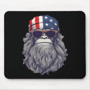 Bigfoot 4th Of July American Usa Flag Patriotic Ki Mouse Pad
