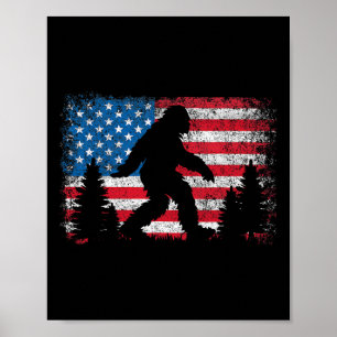 Bigfoot 4th Of July American Usa Flag Patriotic Ki Poster