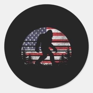 Bigfoot 4th Of July American Usa Flag Patriotic Sa Classic Round Sticker
