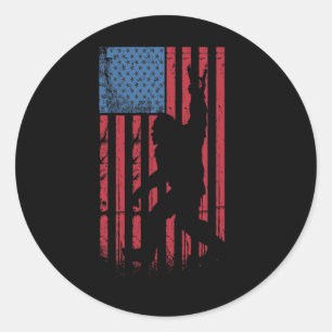 Bigfoot 4th Of July Funny Bigfoot American Usa Fla Classic Round Sticker