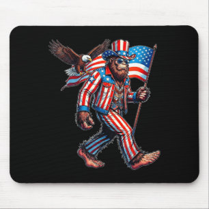 Bigfoot 4th of july funny patriotic american flag mouse pad