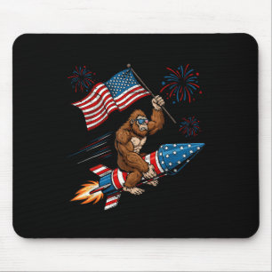 Bigfoot 4th Of July Patriotic Sasquatch Fireworks Mouse Pad