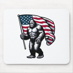 Bigfoot 4th Of July Sasquatch American Usa Flag Pa Mouse Pad