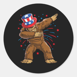 Bigfoot 4th Of July Shirts Sasquatch American Flag Classic Round Sticker