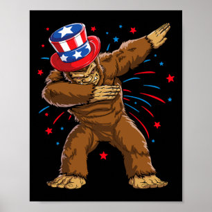 Bigfoot 4th Of July Shirts Sasquatch American Flag Poster
