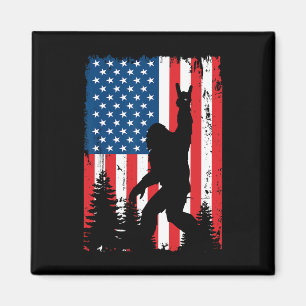 Bigfoot 4th Of July Vintage American Usa Flag Sasq Magnet