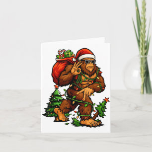 Bigfoot 67 Christmas Tree Lights Xmas Men Sasquatc Card