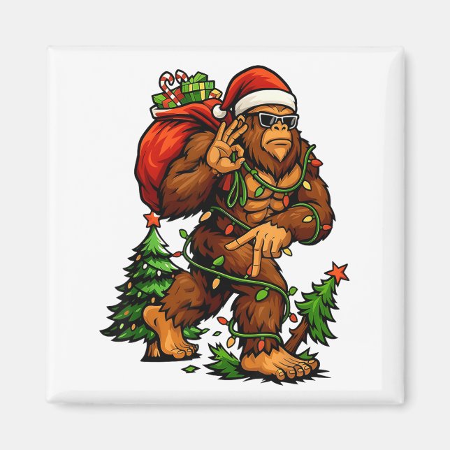 Bigfoot 67 Christmas Tree Lights Xmas Men Sasquatc Magnet (Front)