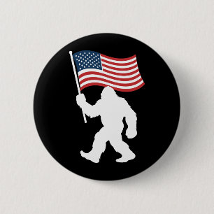 Bigfoot Aamerican Flag Sasquatch Patriotic Usa 4th 6 Cm Round Badge