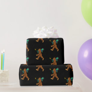 Bigfoot Abducting an Alien Funny Paranormal  Wrapping Paper