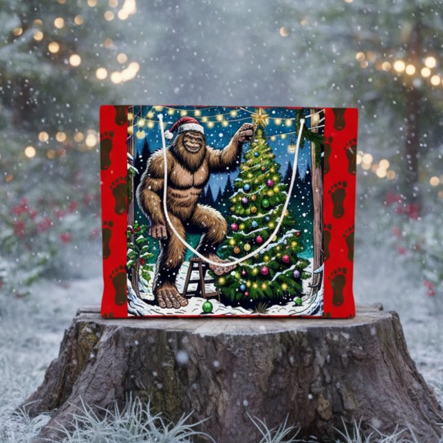 Bigfoot aka Sasquatch Themed Christmas Large Gift Bag (Creator Uploaded)