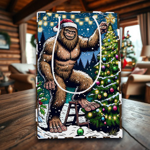 Bigfoot aka Sasquatch Themed Christmas Medium Gift Bag