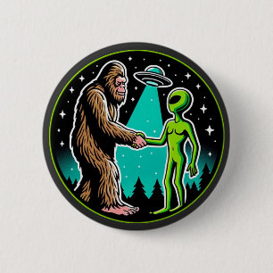 Bigfoot Alien Alliance - Funny Scifi Cryptid 6 Cm Round Badge