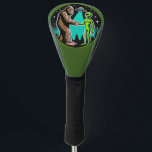 Bigfoot Alien Alliance - Funny Scifi Cryptid Golf Head Cover<br><div class="desc">Step into a world where the extraordinary meets the unexplained with this captivating design. At its heart, a legendary Bigfoot extends a friendly hand to an alien, both bathed in the ethereal glow of a UFO’s beam. Set against a backdrop of a serene pine forest under a star-studded night sky,...</div>
