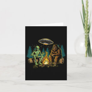 Bigfoot Alien Campfire Camping Sasquatch Ufo Campe Card