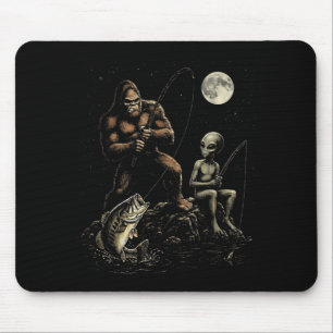 Bigfoot Alien Fishing B Funny Men Ufo Sasquatch Mouse Pad