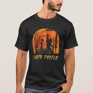Bigfoot Alien I Hate People Pumpkin Halloween Cost T-Shirt