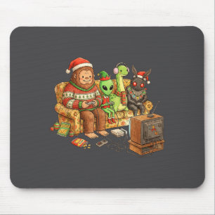 Bigfoot Alien Nessie Mothman Retro Gaming Christma Mouse Pad