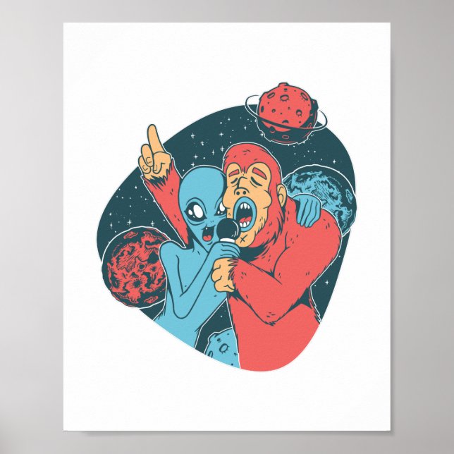 Bigfoot Alien Sasquatch Funny Camping Gift Poster (Front)