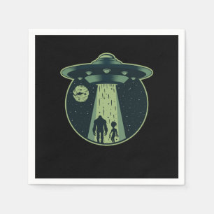 Bigfoot Alien Sasquatch UFO Abduction Aliens Gift Napkin