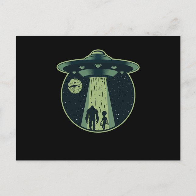 Bigfoot Alien Sasquatch UFO Abduction Aliens Gift Postcard (Front)