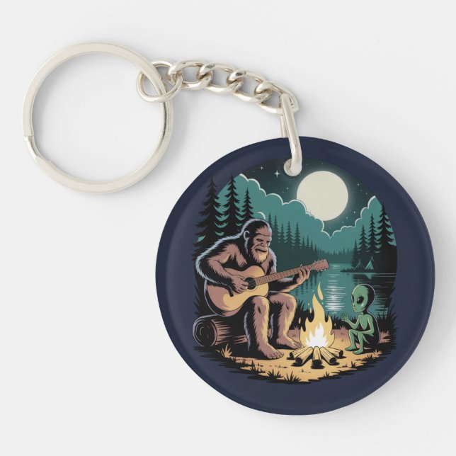 Bigfoot Alien UFO Cryptid Paranormal Encounter  Key Ring (Front)