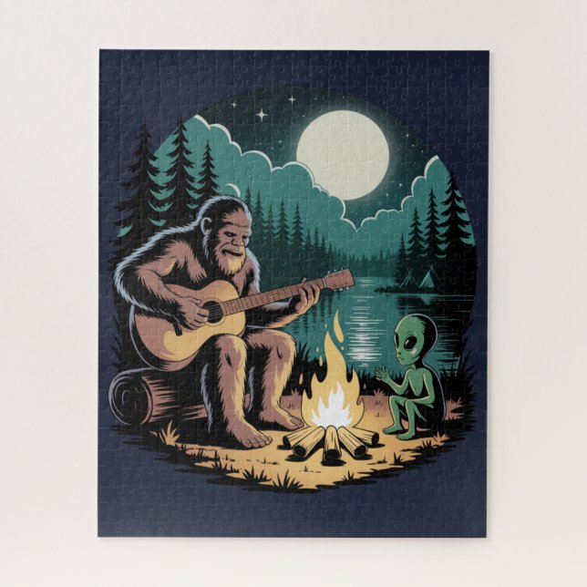 Bigfoot Alien UFO Cryptid Paranormal Jigsaw Puzzle (Vertical)