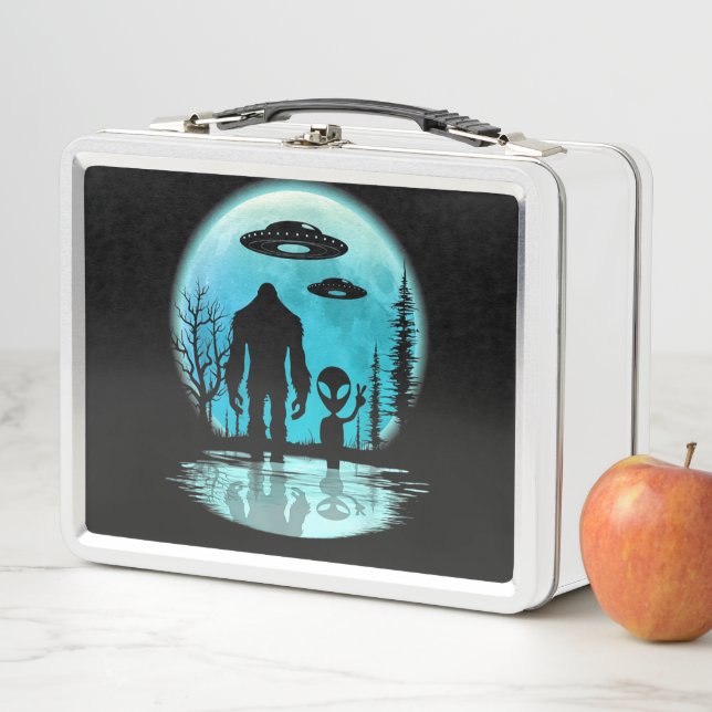 Bigfoot Alien UFO Disclosure Conspiracy Gift Metal Lunch Box (In Situ)