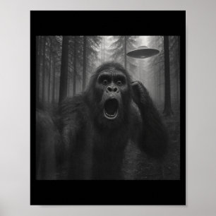 Bigfoot Alien Ufo Selfie Funny Sasquatch Meme Men  Poster
