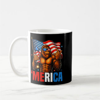 Bigfoot America Rock Patriotic Usa Flag 4th Of Coffee Mug