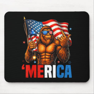 Bigfoot America Rock Patriotic Usa Flag 4th Of Mouse Pad