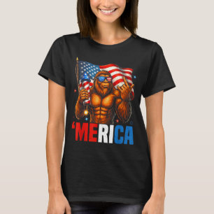 Bigfoot America Rock Patriotic Usa Flag 4th Of T-Shirt