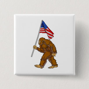 Bigfoot American Flag 15 Cm Square Badge