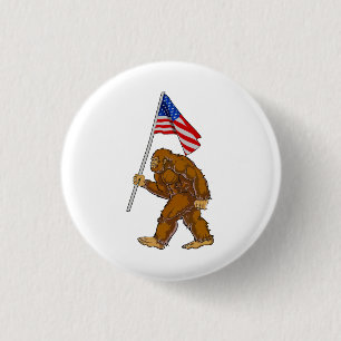 Bigfoot American Flag 3 Cm Round Badge