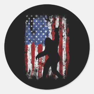 Bigfoot American Flag 4th Of July Patriotic 1  Classic Round Sticker
