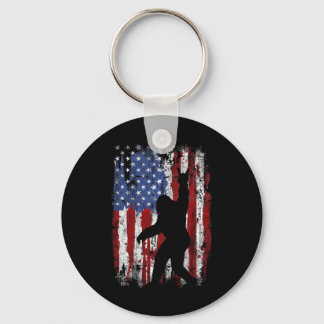 Bigfoot American Flag 4th Of July Patriotic 1  Key Ring