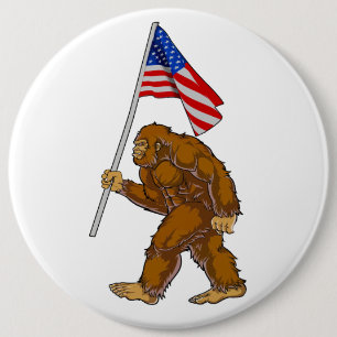 Bigfoot American Flag 6 Cm Round Badge