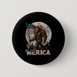 Bigfoot American Flag Funny 4th Of July Men Rock S 6 Cm Round Badge