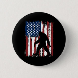 Bigfoot American Flag Funny 4th Of July Patriotic 6 Cm Round Badge