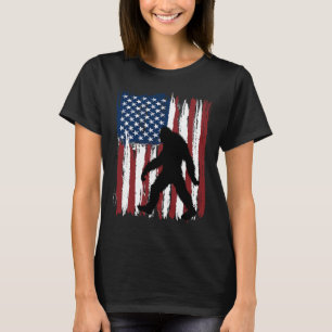 Bigfoot American Flag Funny 4th Of July Patriotic  T-Shirt