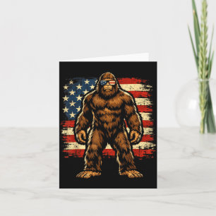 Bigfoot American Flag Graphic Patriotic Sasquatch Card