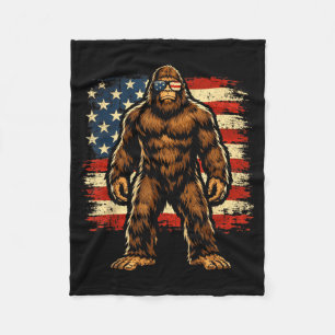 Bigfoot American Flag Graphic Patriotic Sasquatch Fleece Blanket