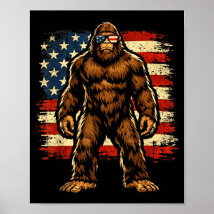 Bigfoot American Flag Graphic Patriotic Sasquatch Poster
