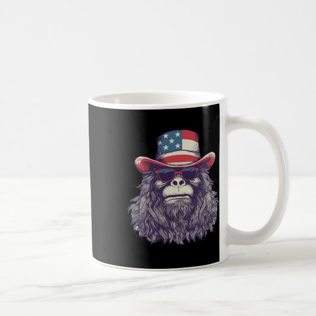Bigfoot American Flag Hat 4th Of July Patriotic Sa Coffee Mug (Right)
