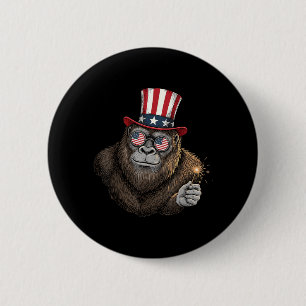 Bigfoot American Flag Patriotic Sasquatch 4th of 6 Cm Round Badge
