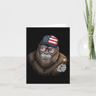 Bigfoot American Flag Patriotic Sasquatch 4th of Card