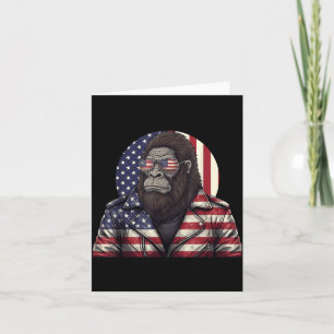 Bigfoot American Flag Patriotic Sasquatch 4th of Card