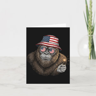 Bigfoot American Flag Patriotic Sasquatch 4th of Card