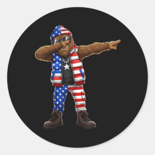 Bigfoot American Flag Patriotic Sasquatch 4th of Classic Round Sticker