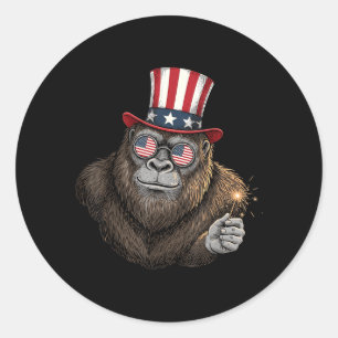 Bigfoot American Flag Patriotic Sasquatch 4th of Classic Round Sticker